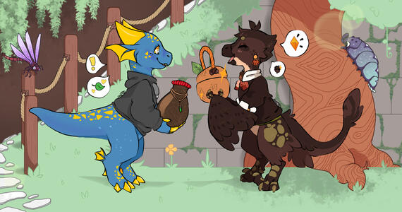 Illustration of yappa & Acorn (SquidBee's OC) by SquidBee