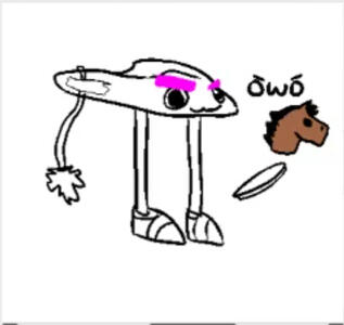 Sketch of DiscHorse, my joke fursona, by Lup (howlsnteeth)