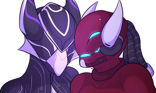 Art of Karst, my warframe valkyr oc, with Melody (Siren's oc) by Blake (rituwuls)