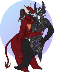 Art of Karst, my warframe valkyr, with Melody (Siren's oc) by Blake (rituwuls)