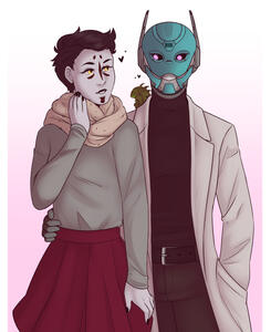 Art of Sylvia-2, my destiny exo oc, with Lillian (Siren's oc) by Blake (rituwuls)